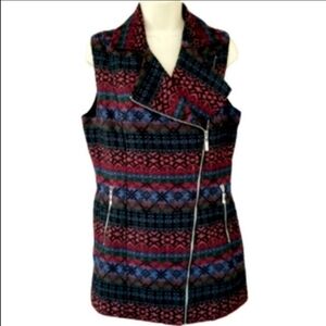 Maakif Wool Blend Zip Front Vest Burgundy Size 10